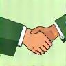 Icon representing a handshake or acceptance